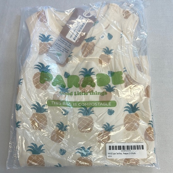 Parade - NWT Canadian - Organic cotton - tank top romper with pineapple pattern - Picture 2 of 6